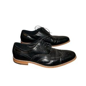 Stacy Adams Black Dunbar Wingtip Oxford Leather Lace Up Dress Shoes Size 13 M